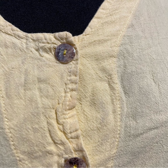Aries & Taurus Women Fringe Trim Long Sleeve 100% Cotton Sun Yellow Top Small - Picture 4 of 9